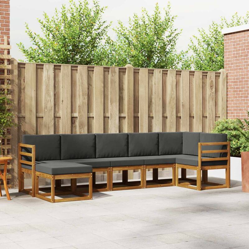 vidaXL Outdoor Sofa Set with Cushion 7 pcs Natural and Anthracite - 121.26 x 49.80 x 28.74 in