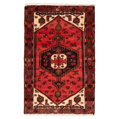 ECARPETGALLERY Hand-knotted Andelz Red Wool Rug - 2'10 x 4'5