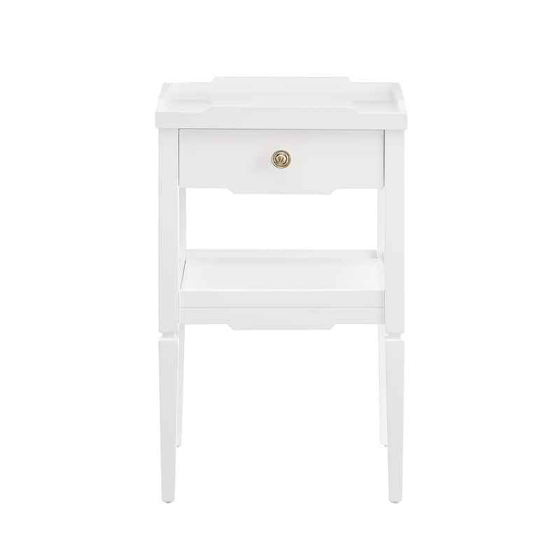 Mid Century Nightstand with Drawer and Lower Shelf Tapered Legs