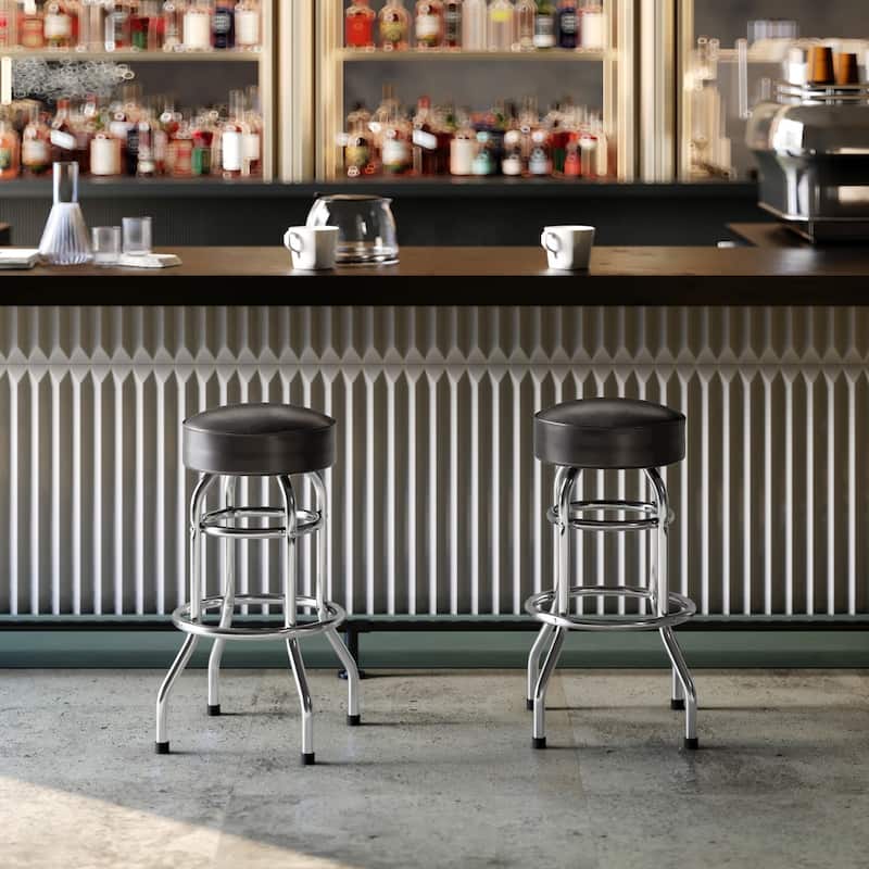 Double Ring Chrome Barstool - 20.5"D x 20.5"W x 30.25"H