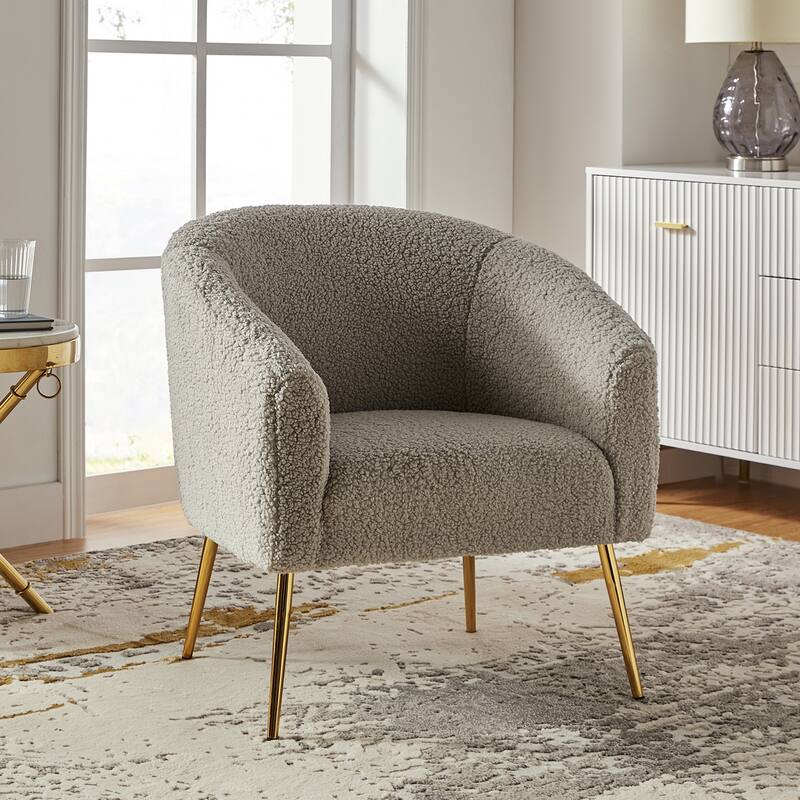 Rovigo Modern Upholstered Living Room Accent Barrel Chair with Metal Legs by HULALA HOME