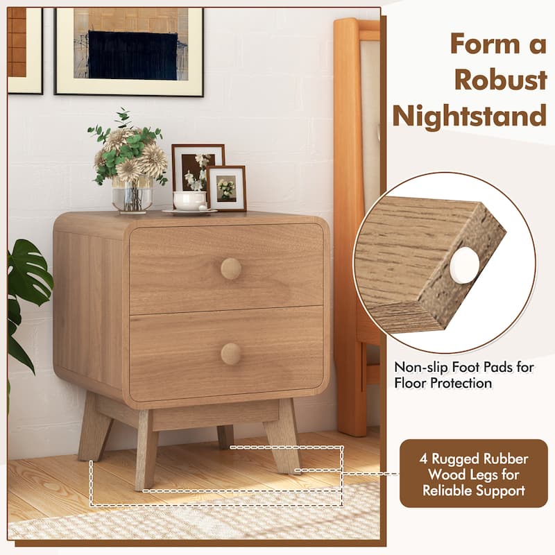 Costway 1/2 PCS Modern Style 2-Drawer Nightstand Bedside Table with