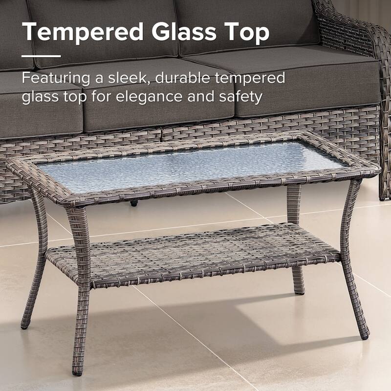 Gymojoy 4-Piece Patio Furniture Set with Swivel Glider Chairs, 6-Inch Ultra-Plush Cushions & Water-Resistant Olefin Fabric