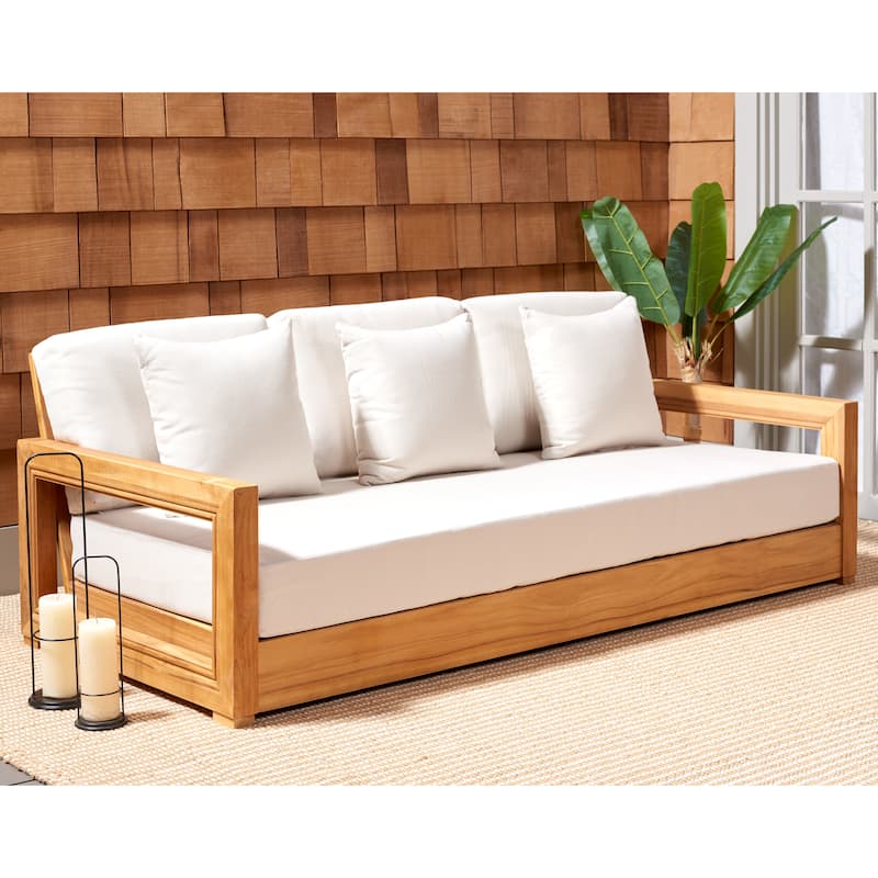 SAFAVIEH Couture Montford Brazilian Teak 3-Seat Bench - 77"W x 36"D x 27"H