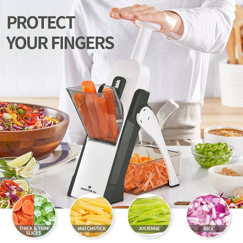 Safe Mandoline Slicer 5 in 1 Vegetable Chopper, Strips Julienne Dicer