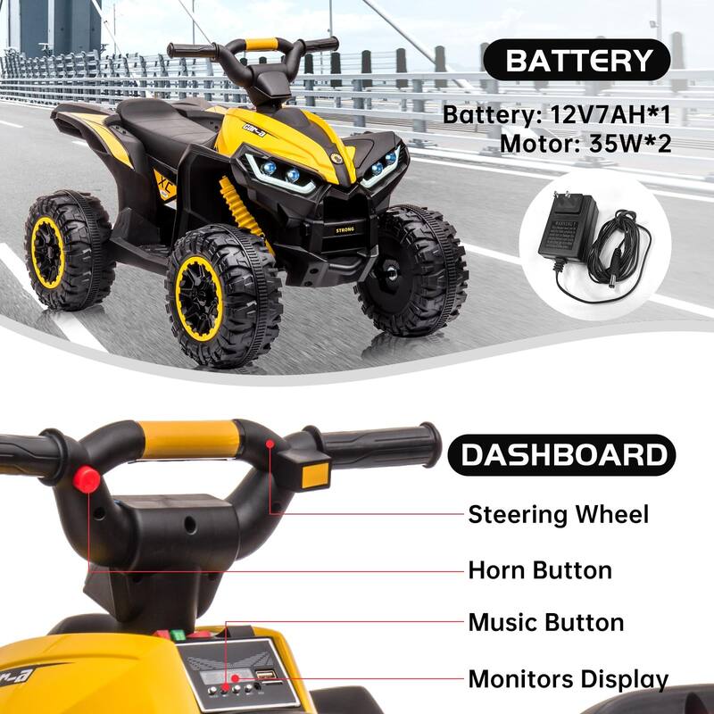 12V Ride on 4-Wheeler ATV Quad Vehicle with Remote Control