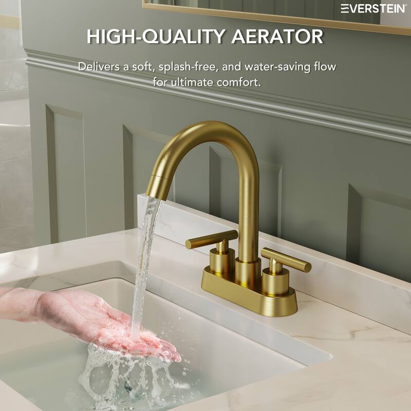 4" Centerset 3 Holes Double Handle 360° Swivel Bathroom Sink Faucet