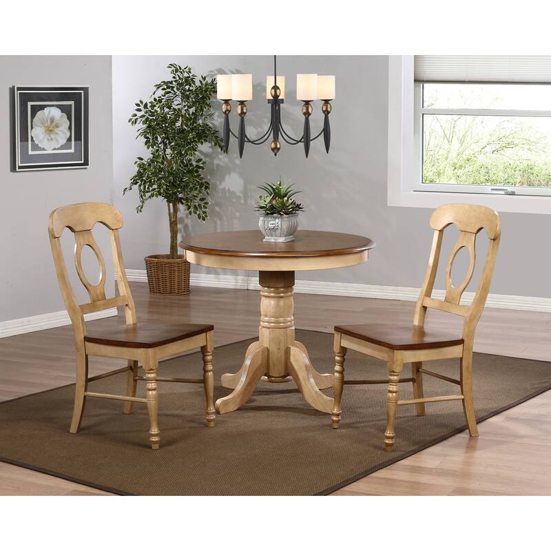 Round Pedestal Dining Table - 36 Inch Table Seats 4 - Modern Farmhouse Style