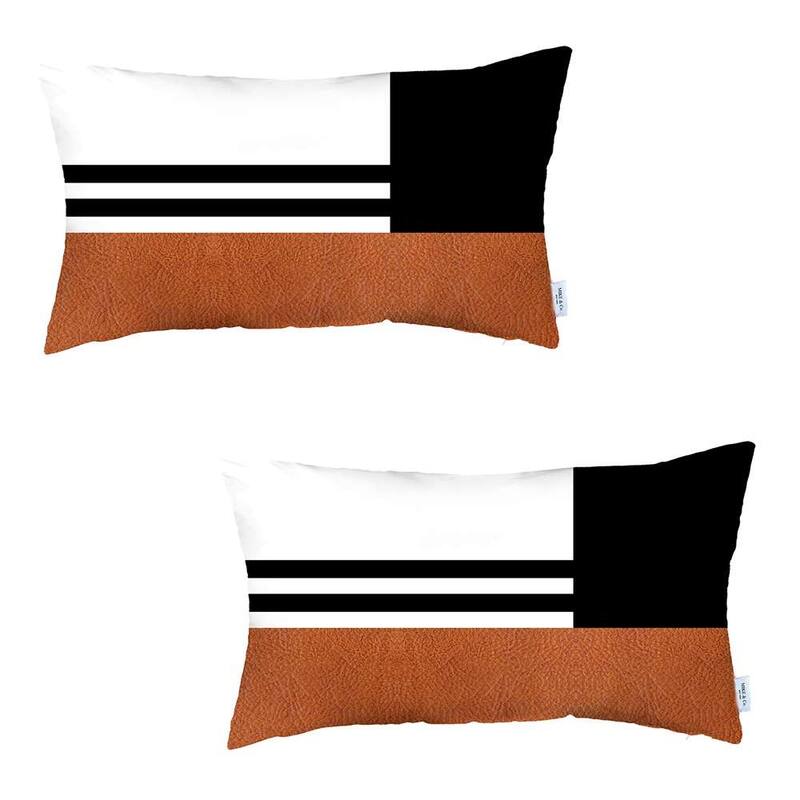 Boho-Chic Decorative Vegan Faux Leather Pillow Covers 2 PCS