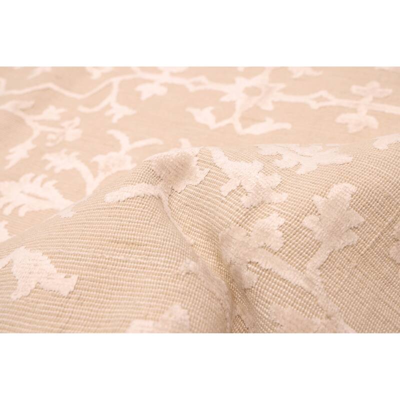 ECARPETGALLERY Hand Loomed Elysian Beige, Ivory Viscose, Wool Rug - 6'7 x 10'1