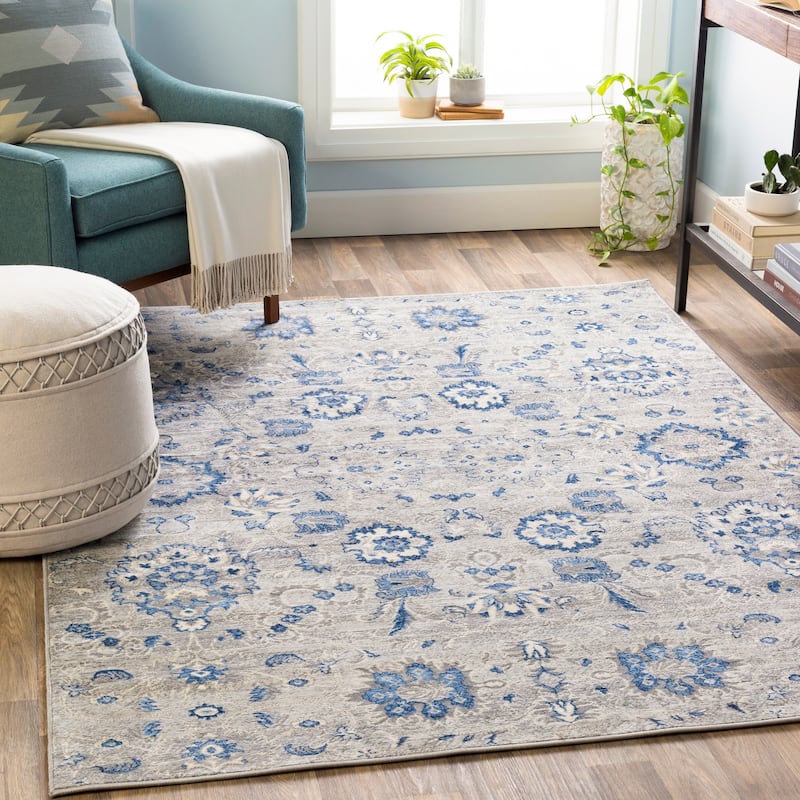 Copper Grove Ettiene Vintage Floral Trellis Area Rug - 8'10" x 12'3" - Medium Grey