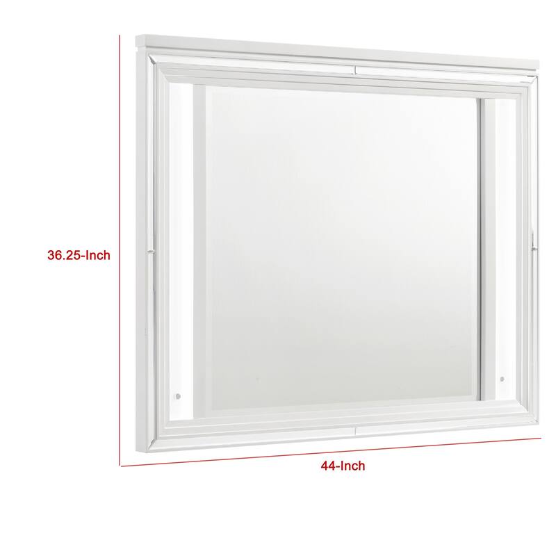 Mory LED Dresser Mirror, Touch Lighting, White Wood Frame, 36 Inch