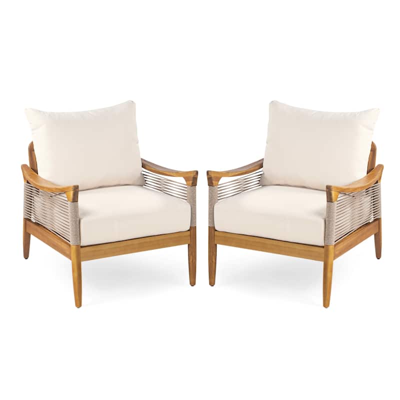 Christopher Knight Home - Riviera Acacia Wood Patio Club Chair with Woven Rope Accents