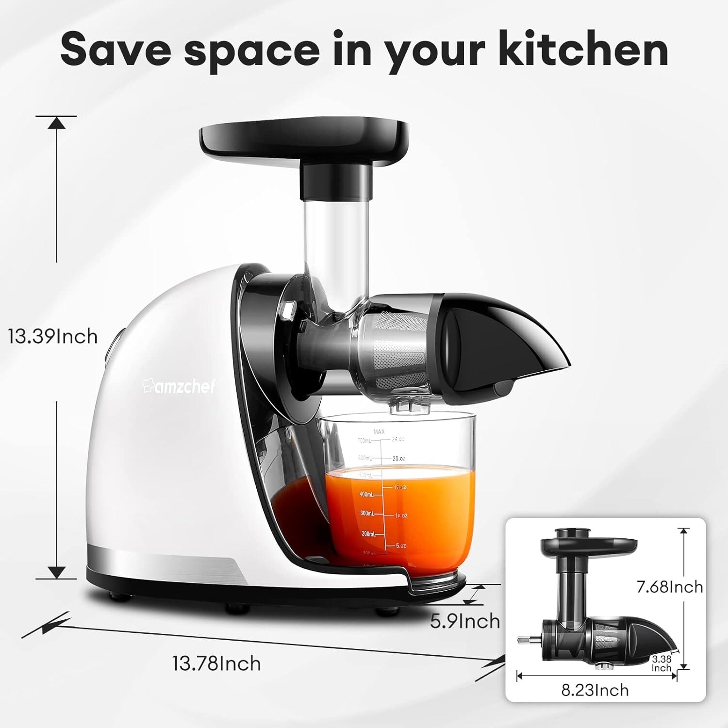 AMZCHEF Slow Cold Press Juicer with Reverse Function Masticating Juicer with 2 Cups Brush 150W 90 110 RPM Bed Bath Beyond 40407051