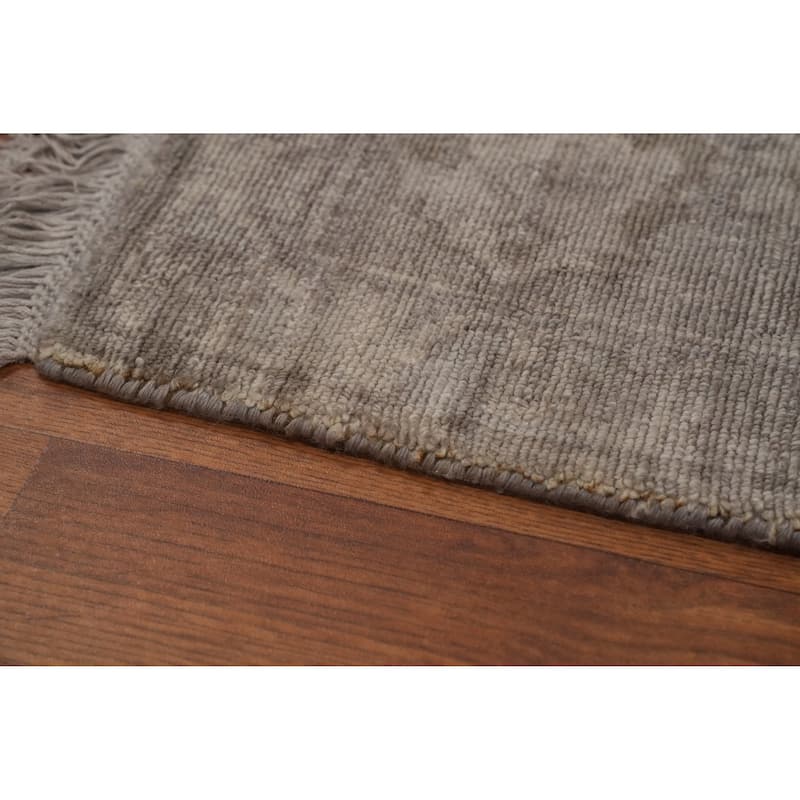 Hand-knotted Transitional Silk Carpet Grey Oushak Rug Floral Oriental Area Rug - 8' 0'' X 5' 7''