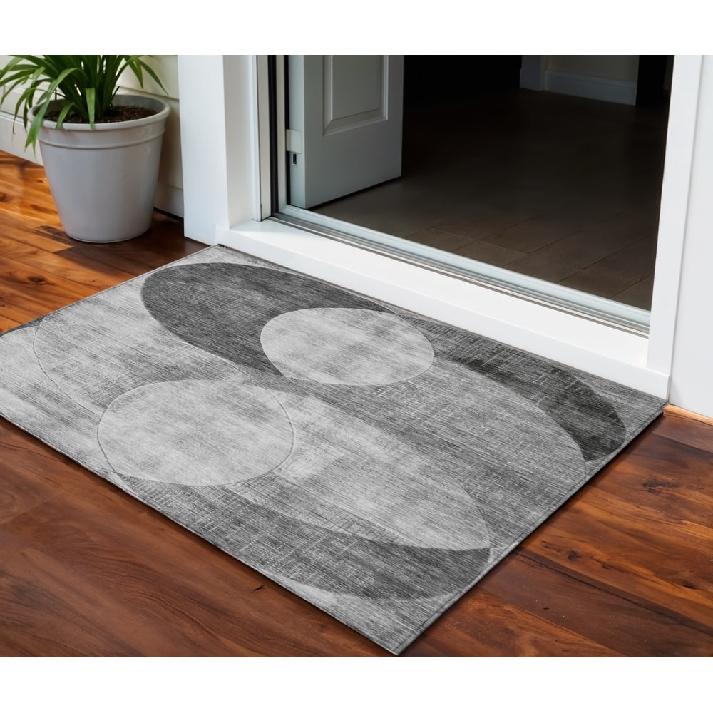 HomeRoots Geometric Transitional Rectangle Outdoor Rug