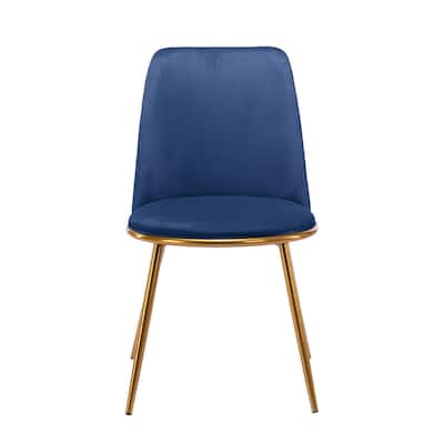 Velvet Upholstered Side Chair with Gold Legs Modern Accent Chair for Dining Room or Living Room - 33.66”H x 18.5”W x 17.91”D
