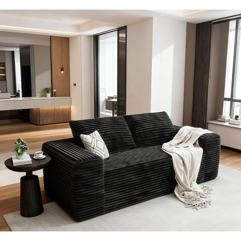 Cloud Loveseat Sofa, 2-Seater Boneless Couch, Deep Seat Corduroy Sofa, Compressed, No Assembly, Memory Foam, Modern Small Couch