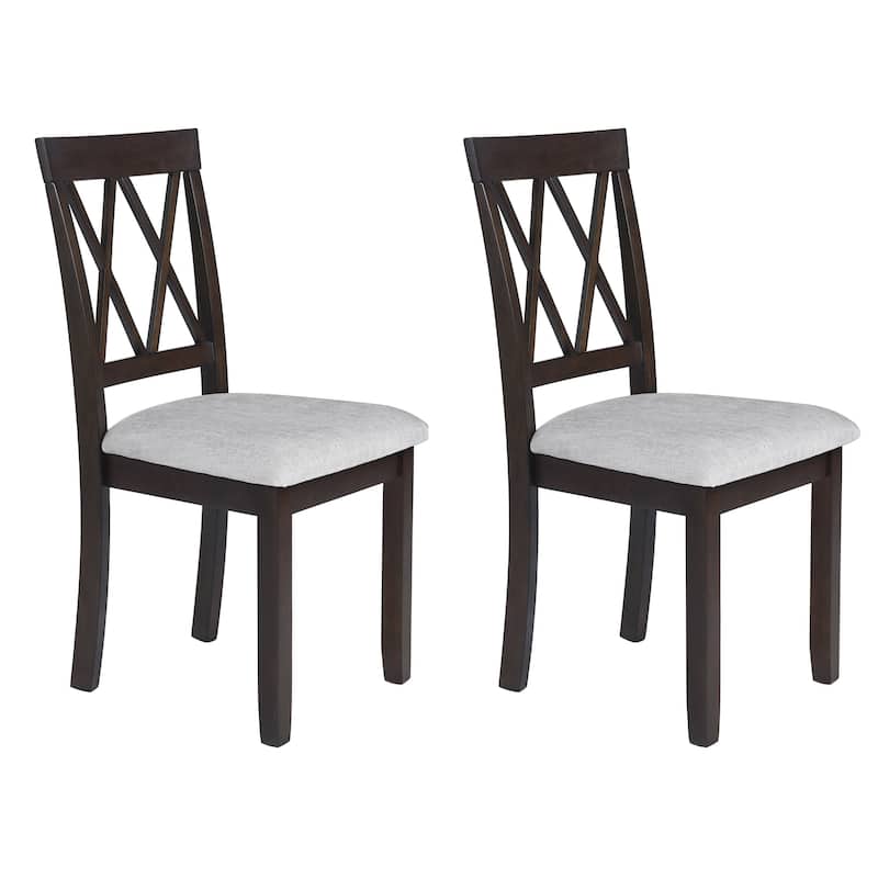 Dining Room Chairs Set of 2, Accent Diner Chairs Upholstered Fabric Side Kitchen Chairs with Solid Wood Legs and Padded Seat - Espresso