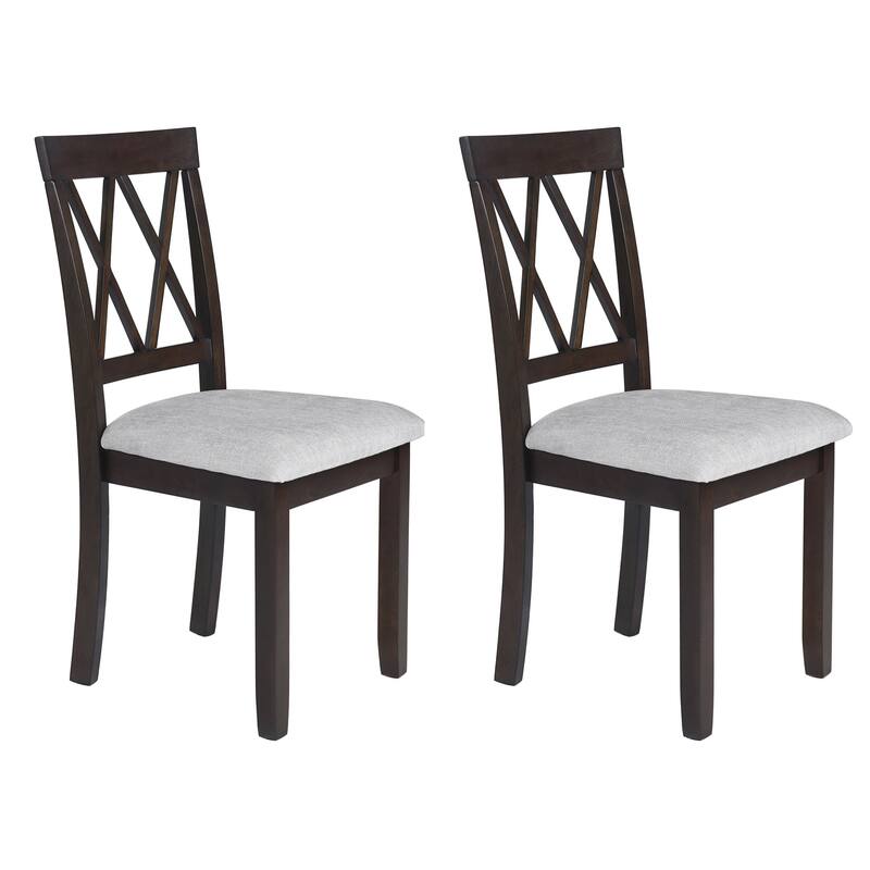 Roomfitters Dining Room Chairs Set of 2, Upholstered Fabric Accent Side Chairs with Solid Wood Legs and Padded Seat - Espresso