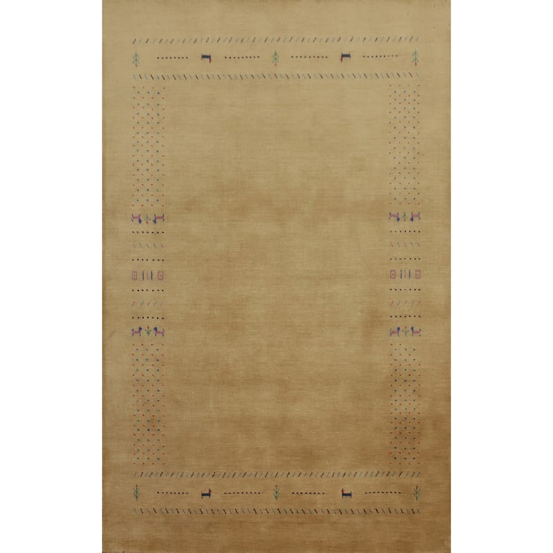 Hand Knotted Oriental 100% Wool Carpet Tribal Animal Pictorial Oranges & Rust Gabbeh Area Rug - 7' 9'' X 5' 0''