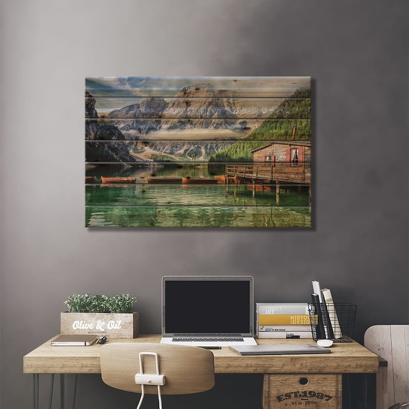 Cabin In Braies Print On Wood by Manjik Pictures - Multi-Color