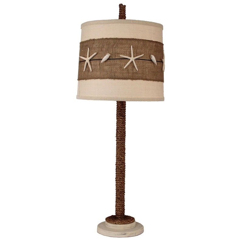 Coastal Rope Table Lamp - Cottage with Starfish Shade