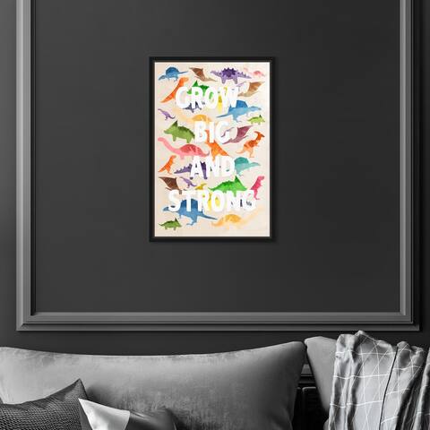 Oliver Gal 'Bright Dinos' Animals Orange Wall Art Canvas Print