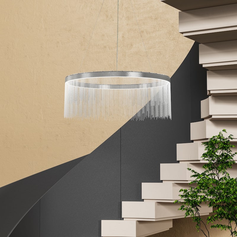 Modern Aluminum Tassel Linear Chandelier for Dining Room