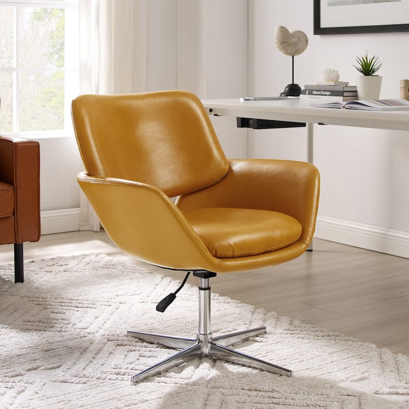 Art Leon Modern Swivel & Adjustable Home Office Accent Arm Chair - Orange