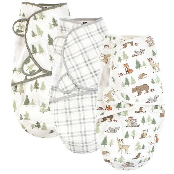 slide 1 of 1, Hudson Baby Infant Boy Quilted Cotton Swaddle Wrap 3pk, Forest Animals, 0-3 Months - Forest Animals - 0-3 Months