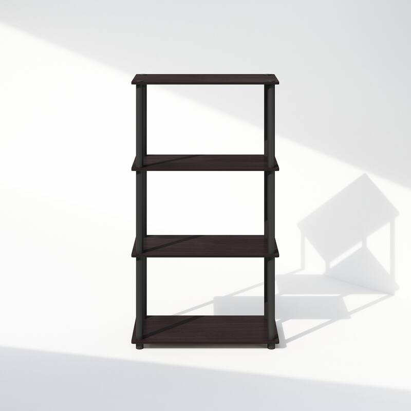 43.25 in. Tall Dark Walnut Wood 4-Shelf Bookcase