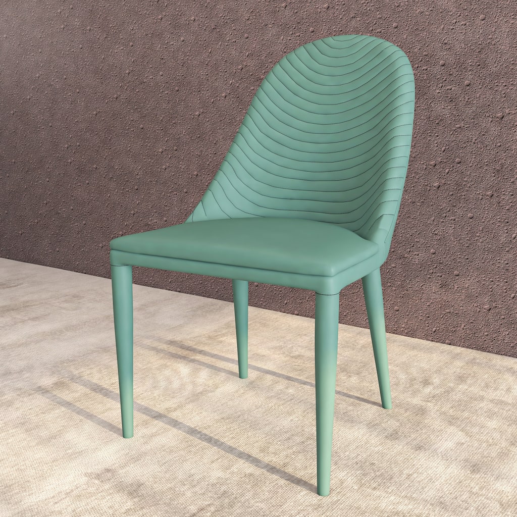 Seville Modern Dining Side Chair Armless, Leather, Metal Legs by LeisureMod