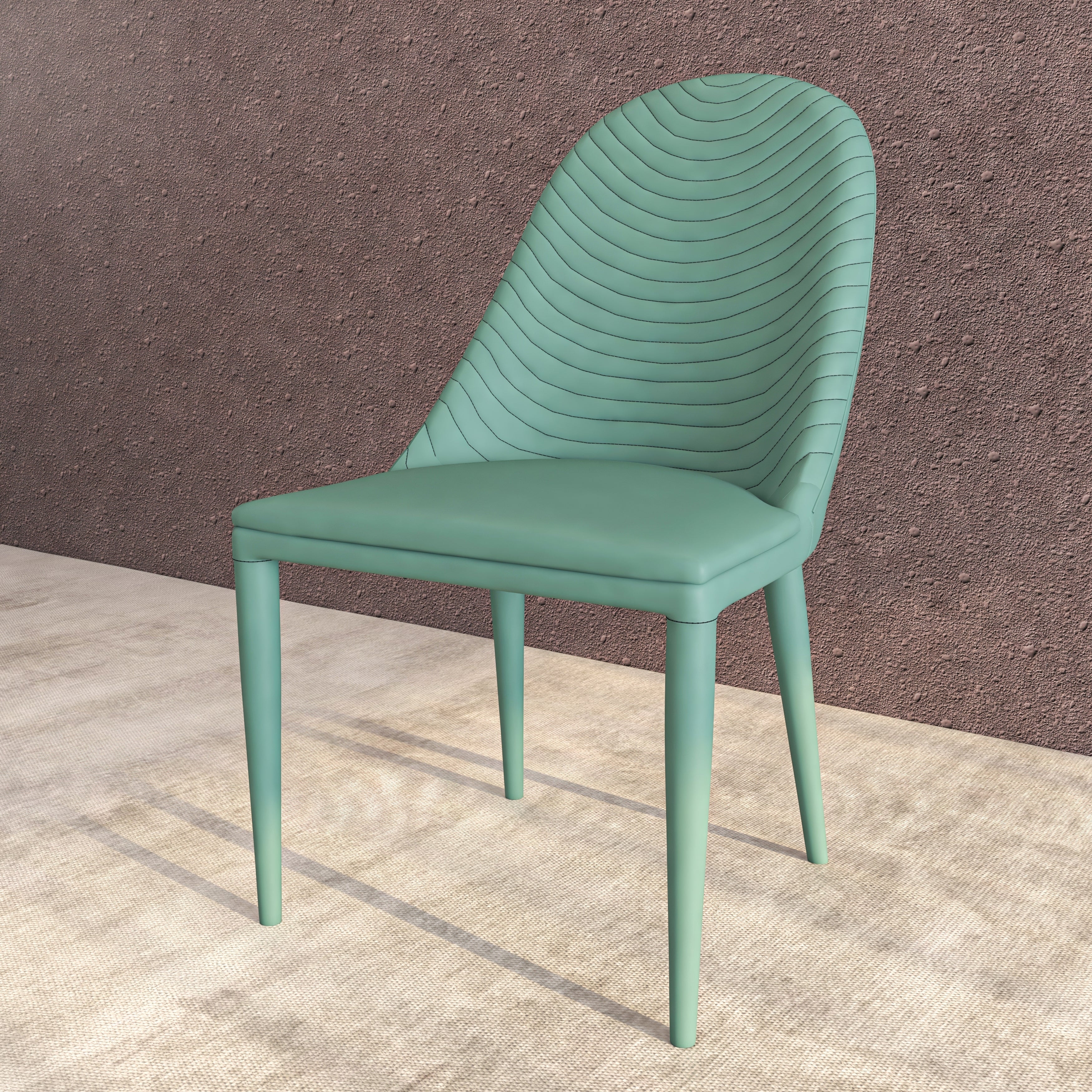 Seville Modern PU Leather Dining Chair, Fully Upholstered Side Chair with Ribbed Stitching - No Assembly