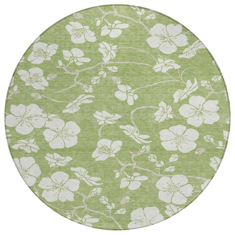 Machine Washable Indoor/ Outdoor Calm Floral Chantille Rug