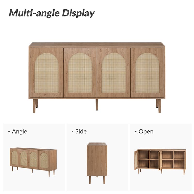 Uirico Multifunctional Buffet Sideboard Cabinet with Rattan Design by HULALA HOME