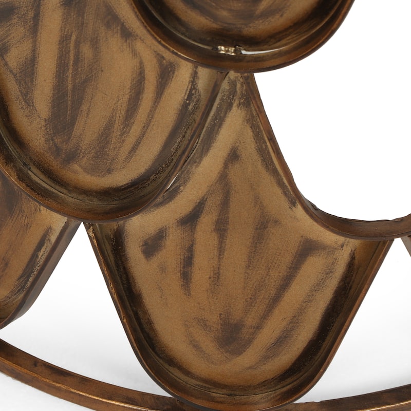 16" Boho Glam Designed Round Side Table with Tempered Glass Top and Iron Frame