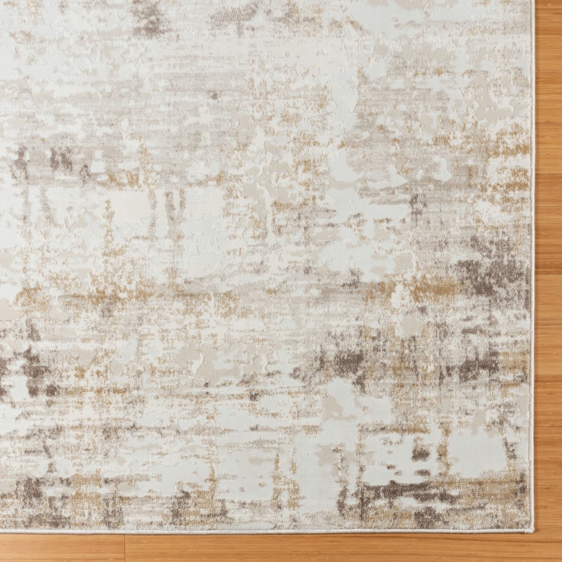 Gertmenian Quattro Alder Beige Polypropylene Modern Abstract Area Rug Runner - 2' 7" x 8'