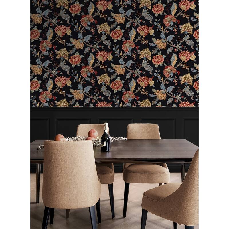 Seabrook Designs Lana Jacobean Prepasted Wallpaper