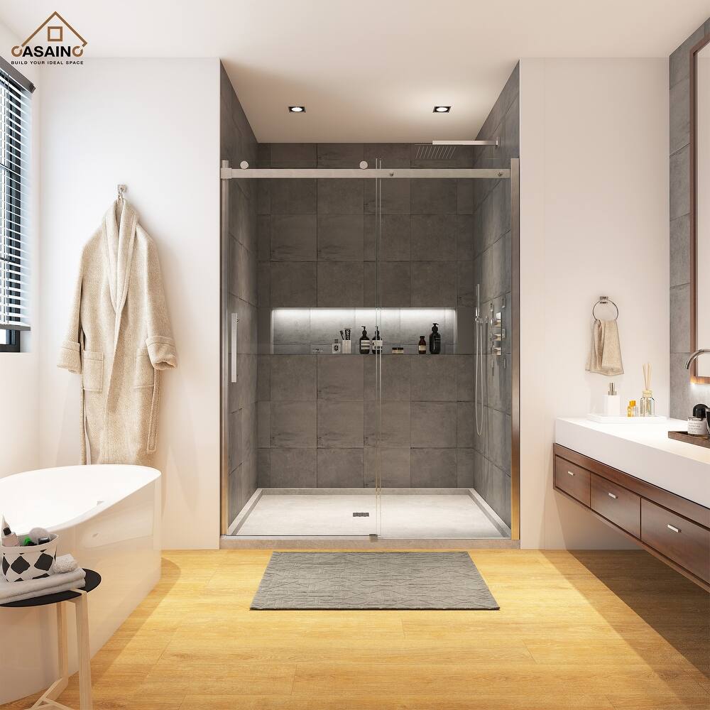 CASAINC 48"*76" Frameless Single Sliding Shower Door