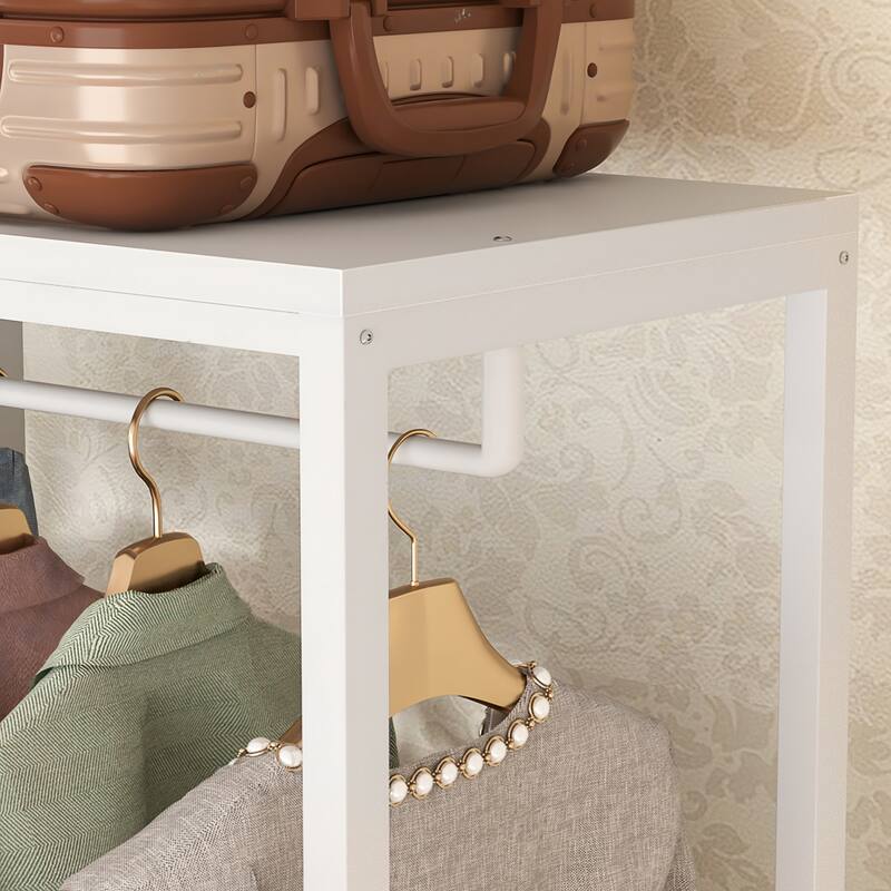 Closet Organizer with Wood Drawers, Garment Rack with Wood Shelves for Reach-in/ Walk-in Closet