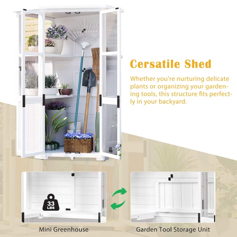 Garden Shed Storage Shed with Lockable Door and Adjustable Shelves, Weatherproof Asphalt Roof, Adjustable Foot Pads