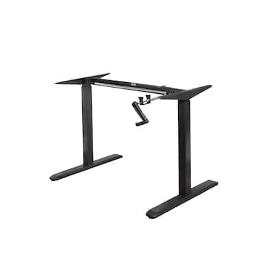 ErgoMax Black Height Adjustable Crank Desk Frame, Tabletop Not Included, 48.56 Inch Max Height
