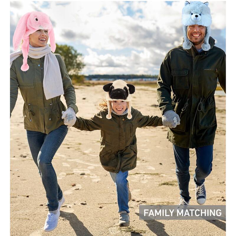 Dollibu Collection of 4 Farm Animal Super Soft Hats With Ear Flaps - 17.5 x 12 x 2.5 inches