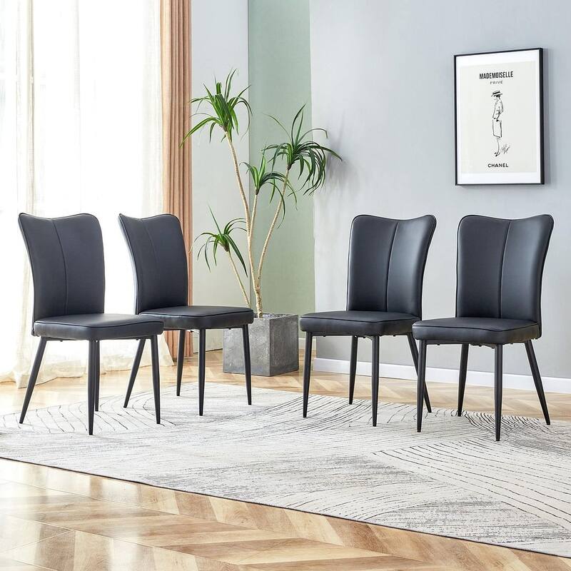Modern PU Leather Minimalist Dining Chairs Set of 4