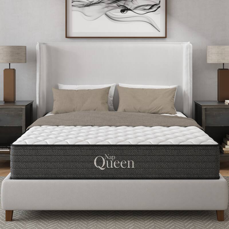 Victoria 10 Inch Queen Cooling Gel Hybrid Mattress, CertiPUR-US Certified - White/Grey