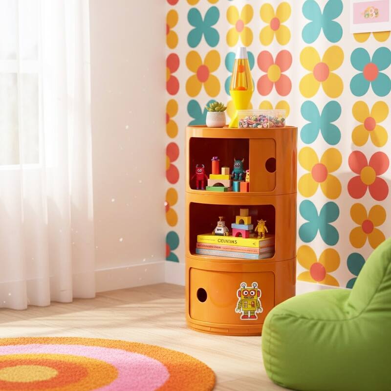 Modern 3 Tier Orange Side Table Nightstand