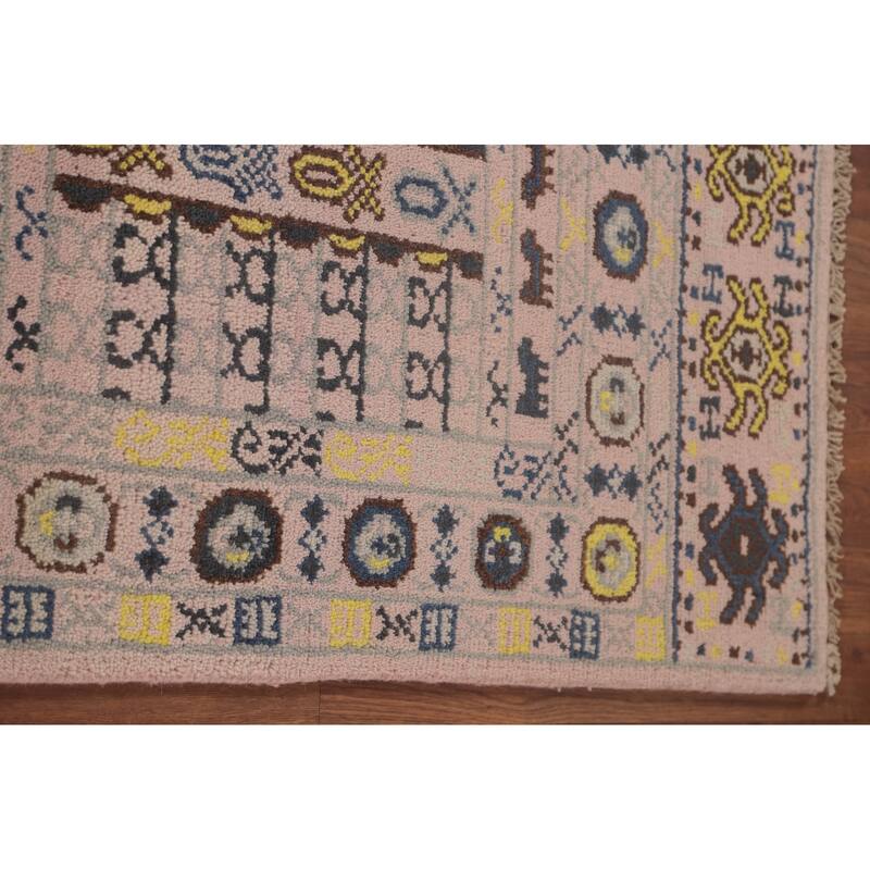 Tribal Geometric Khotan Runner Rug Hand-Knotted Wool Carpet - 2'7"x 8'0"
