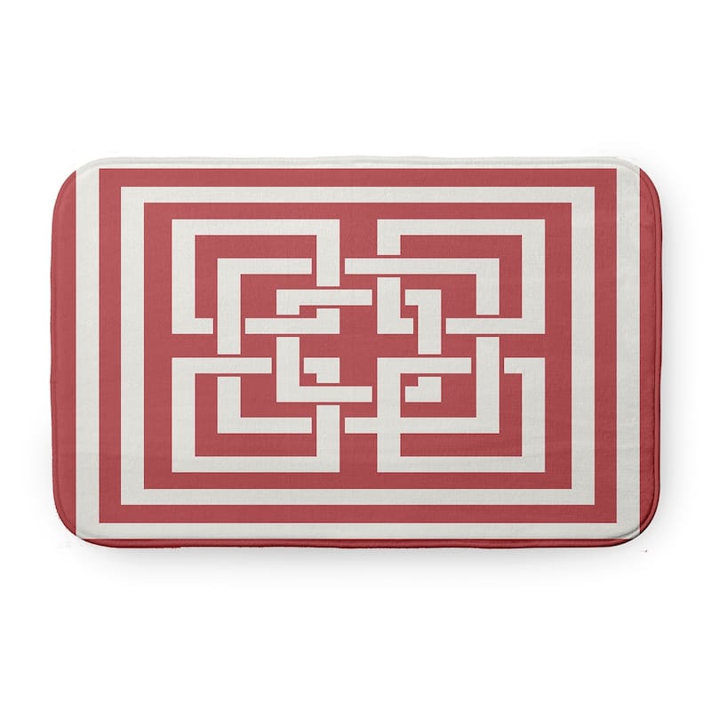 Greek New Key Bathmat - 24" x 17" - Ligonberry Red