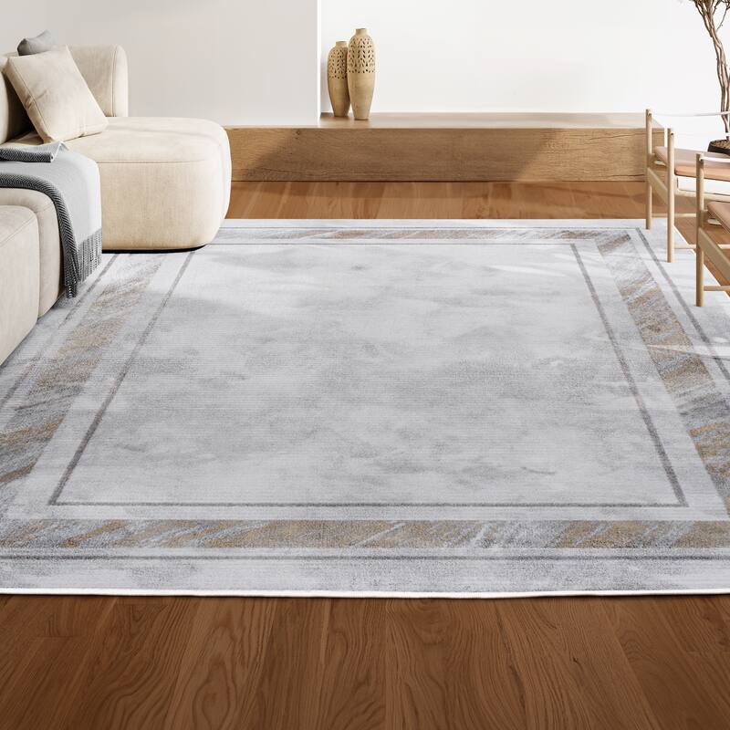JONATHAN Y Draper Classic Border Marble Pattern High-Low Rug